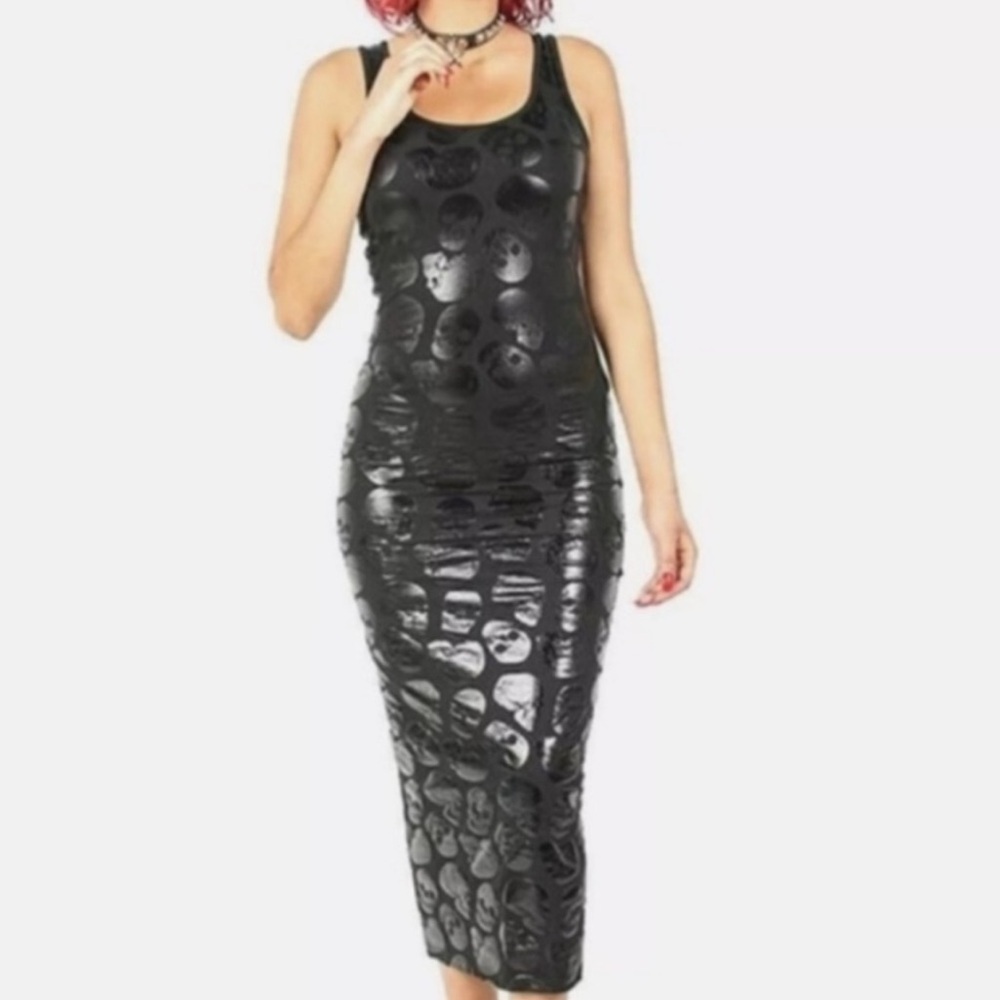 NWT Iron Fist Black On Black Skullz Club Maxi Dress